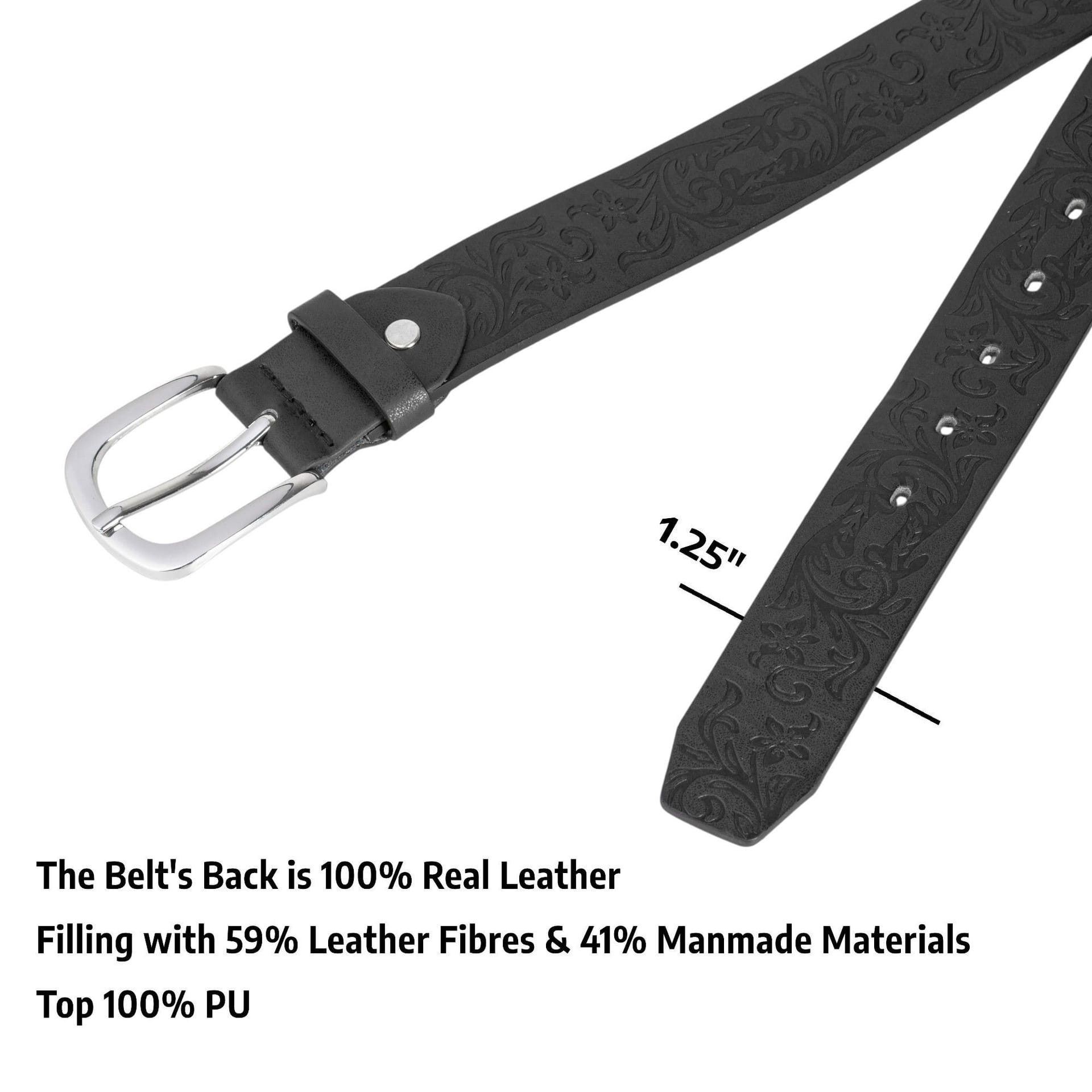 Woodland Leathers Woodland Leathers Men's Embossed Leather Lined Belt for men, Western Style 1.25" belt in Black - 4