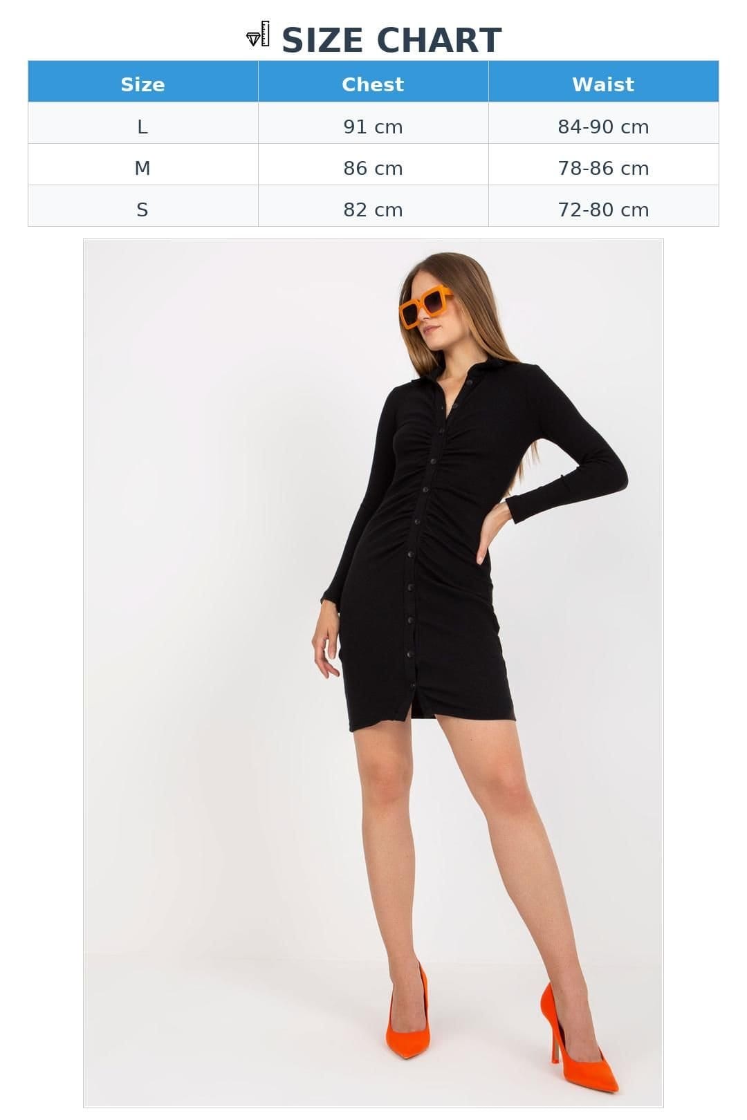 Love Lace Love Lace Women's Pencil Cut Long Sleeve Button Crease Dress in Black - 4