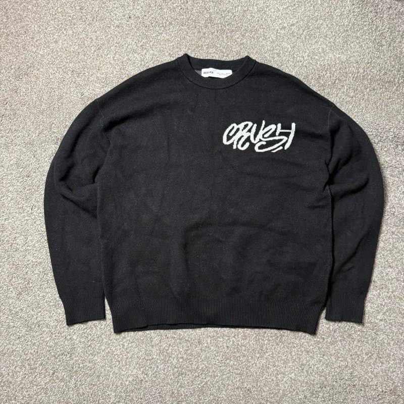 Bershka Bershka Mens Crush Knitted Jumper In Black Size L