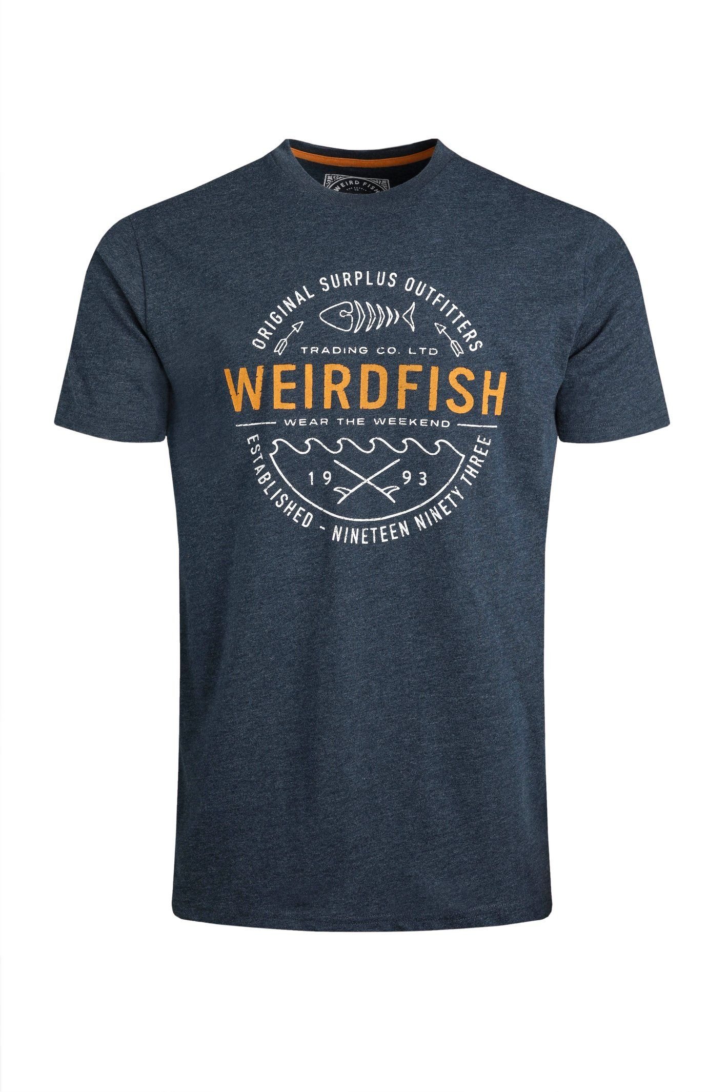 Weird Fish Weird Fish Men's Waves Front Print Graphic T-Shirt in Navy - 2