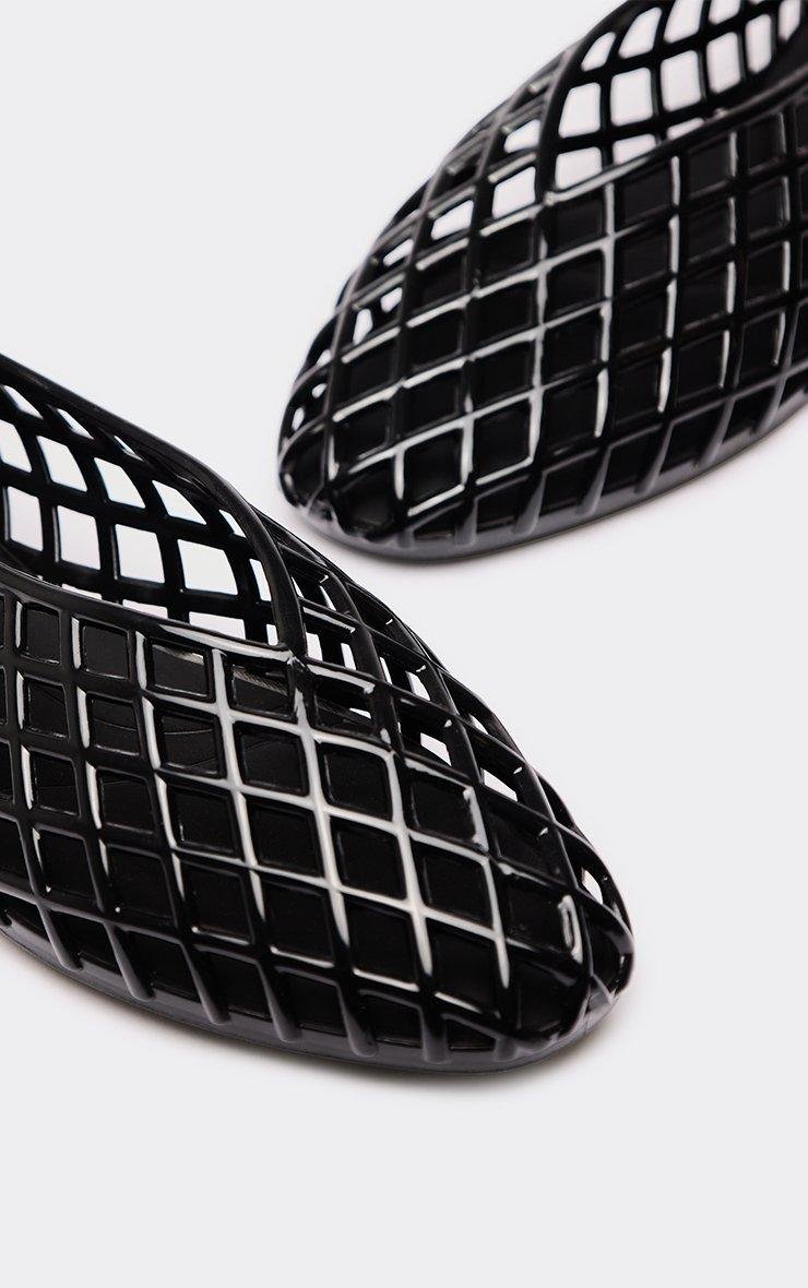 EGO Charlez Woven Detail Flat Ballet Pump In Black Rubber, Women's Size UK 3 - 2