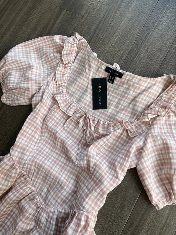 New Look Rose and white summer corset check dress