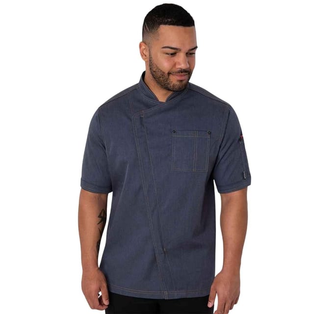 Le Chef Le Chef Women's Asymmetric Chef Jacket in Indigo - 3