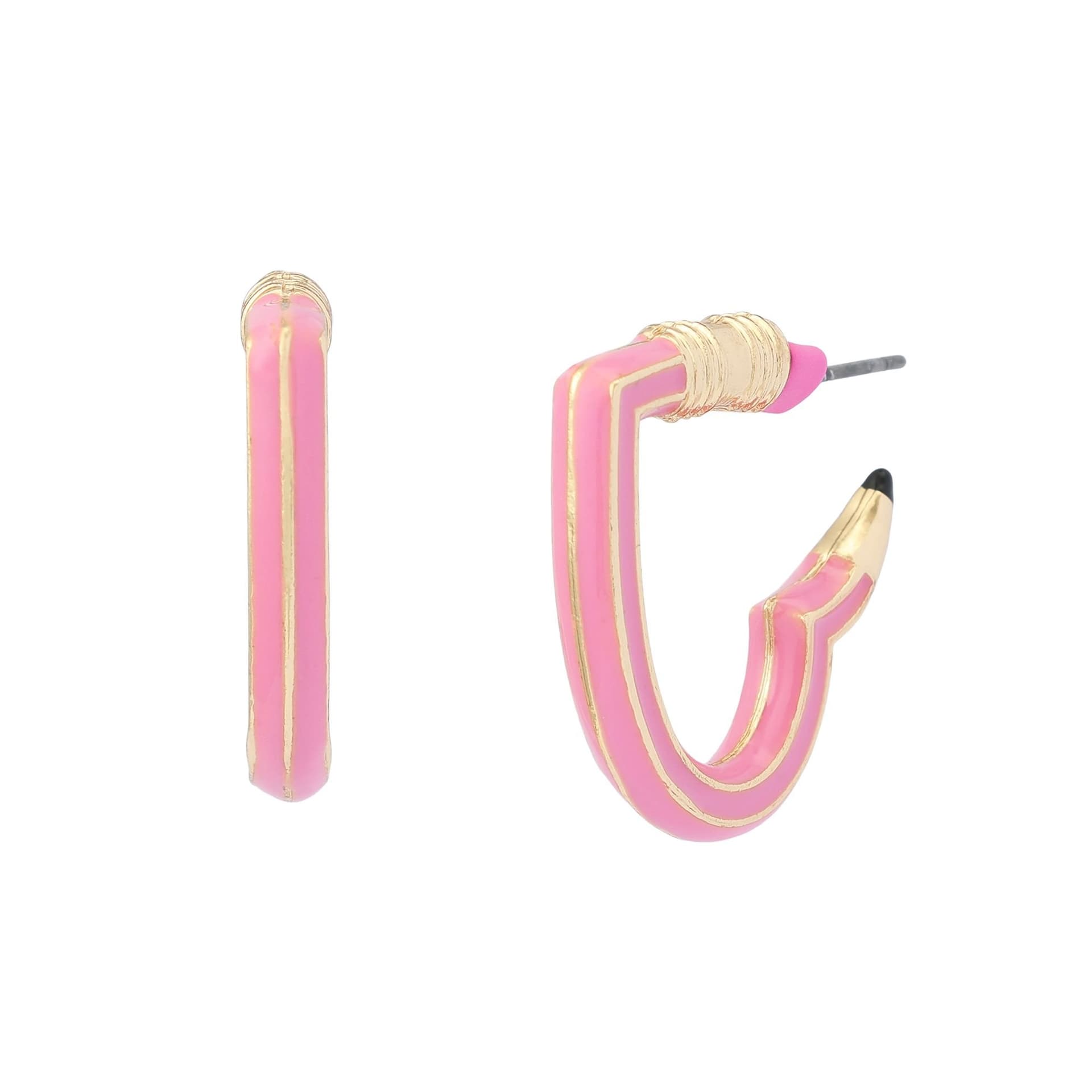 Betsey Johnson Betsey Johnson Women's Johnson Best In Class Heart Pencil Huggie Earrings in Pink