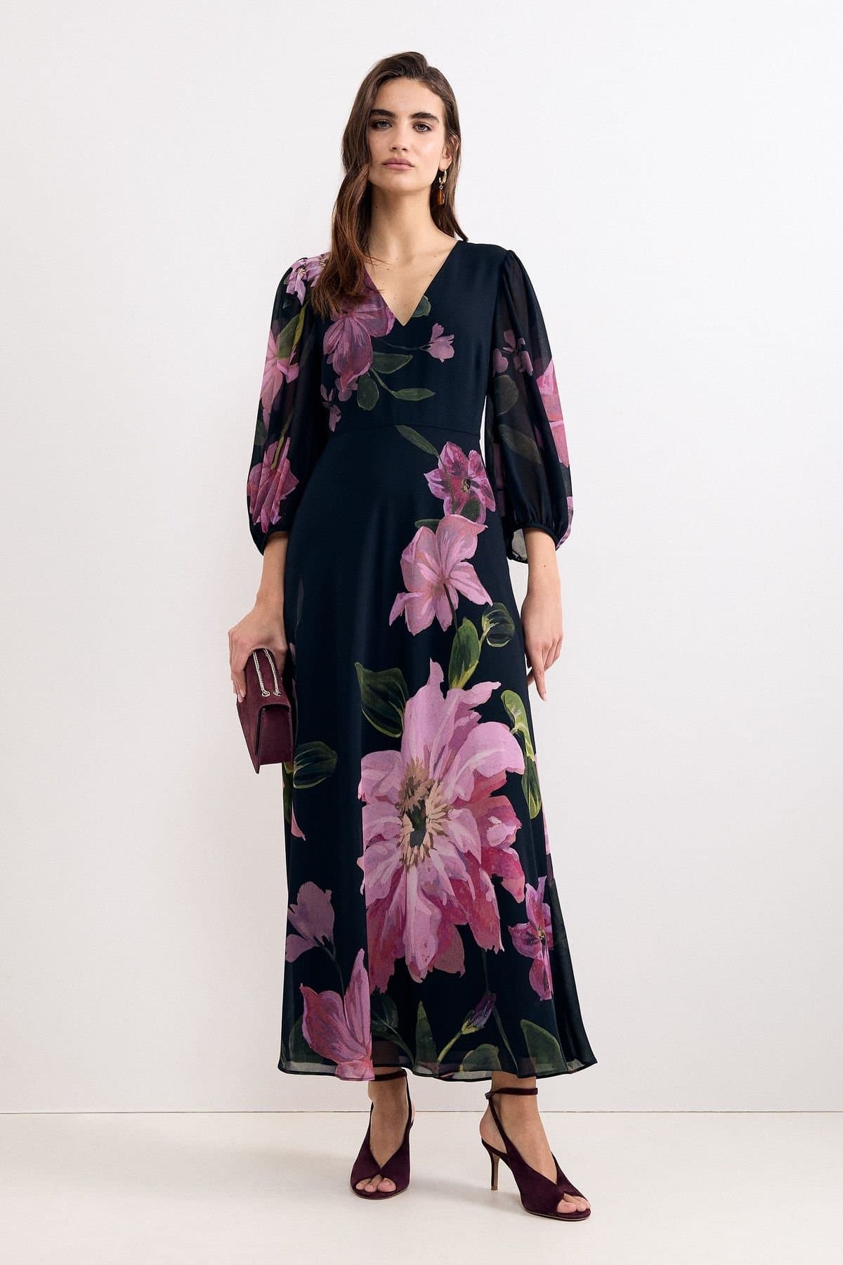 Phase Eight Phase Eight Women's V-Neck Betty Maxi Dress in Dark Navy