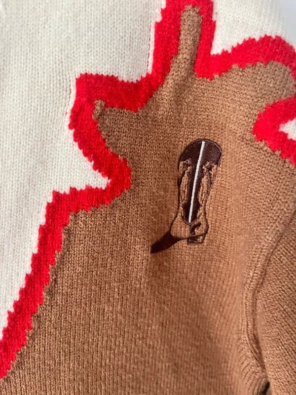 Never Fully Dressed Never Fully Dressed knitted cowgirl embroidered cardigan in brown in S petite