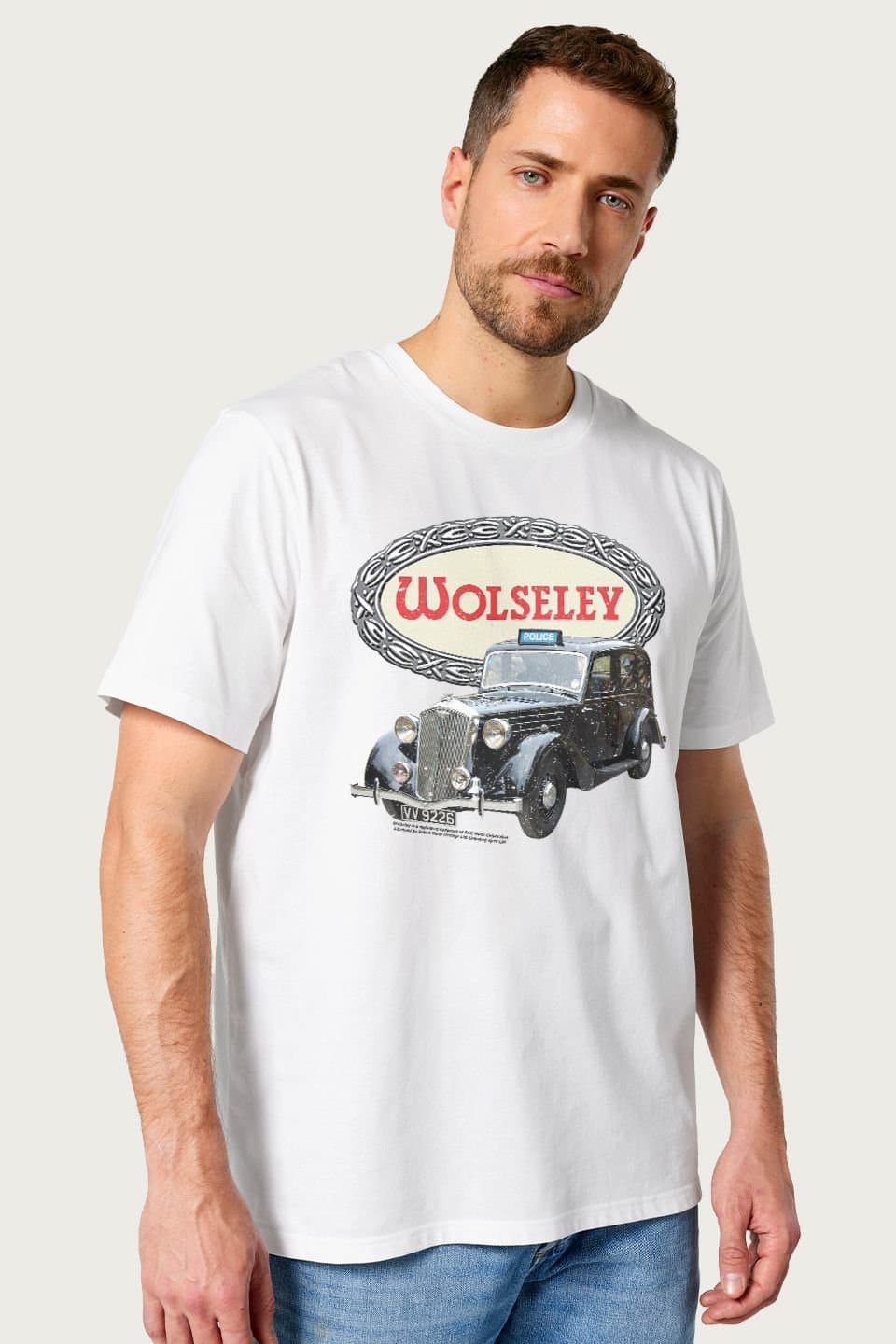 Wolseley Wolseley Men's Motors 18-85 Series II Car British Motor Heritage T-Shirt in White