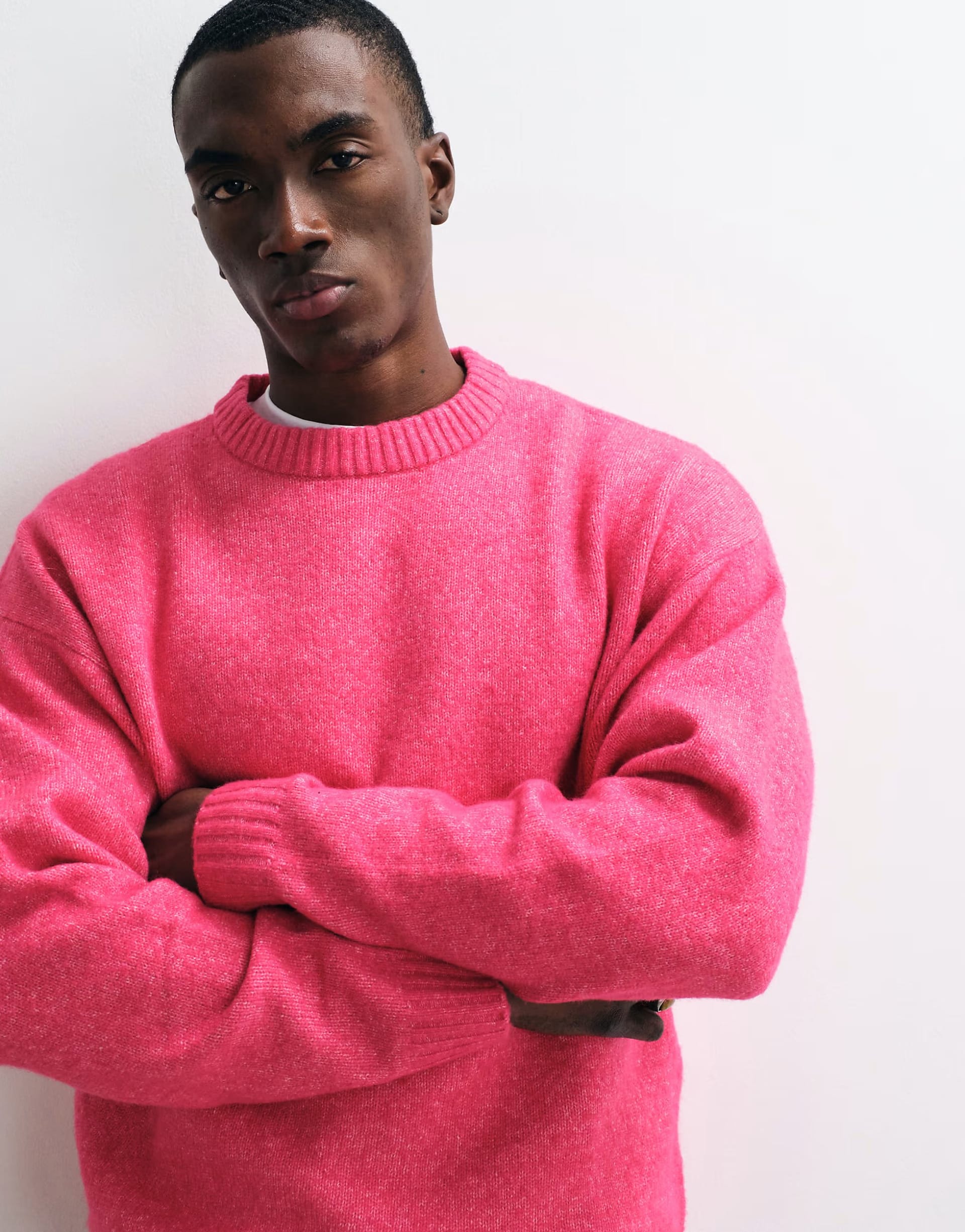Jack & Jones Pink Oversized Fluffy Crew Neck Jumper