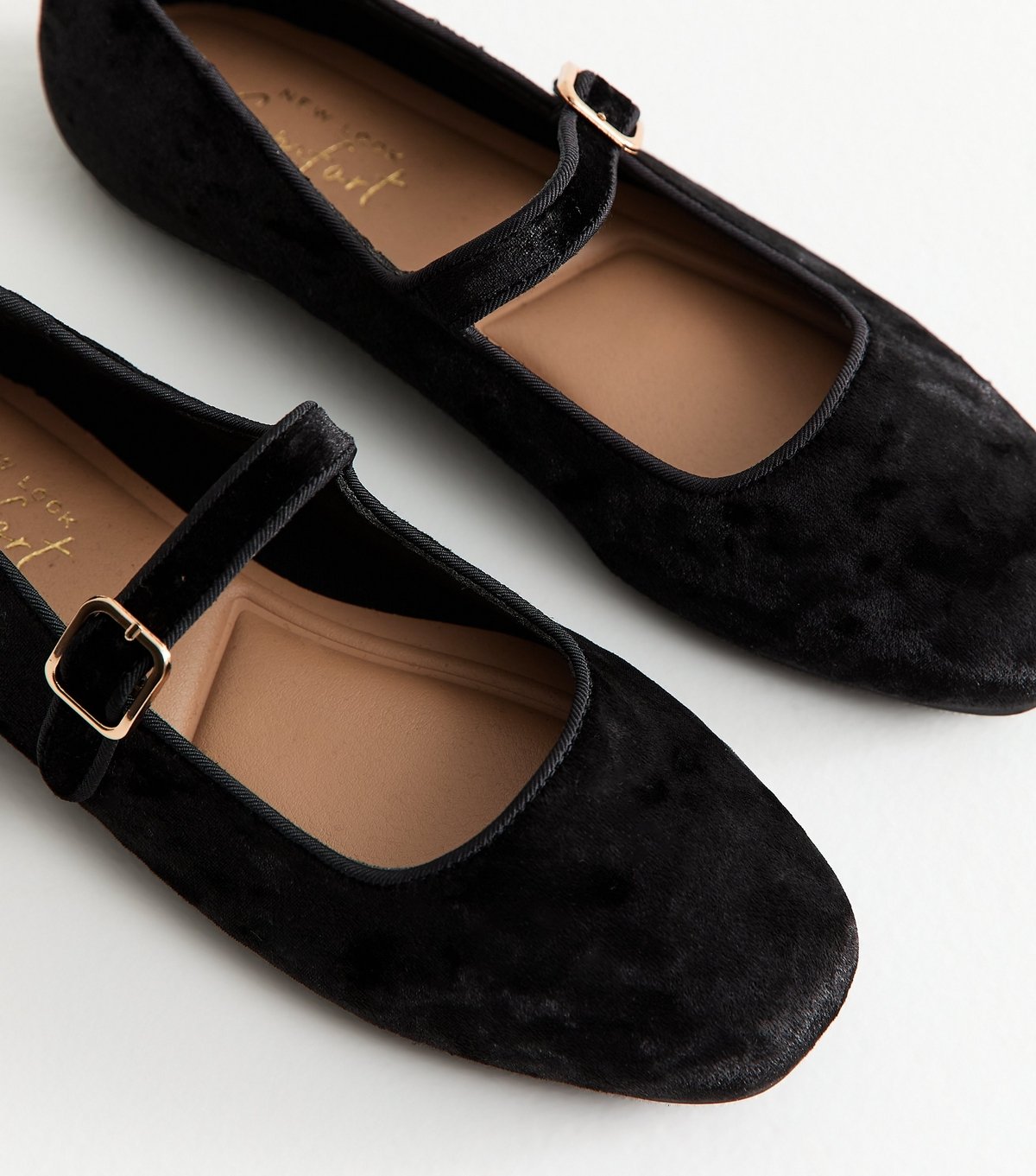 New Look Women's Black Velvet Mary Jane Shoes Vegan New Look - 3