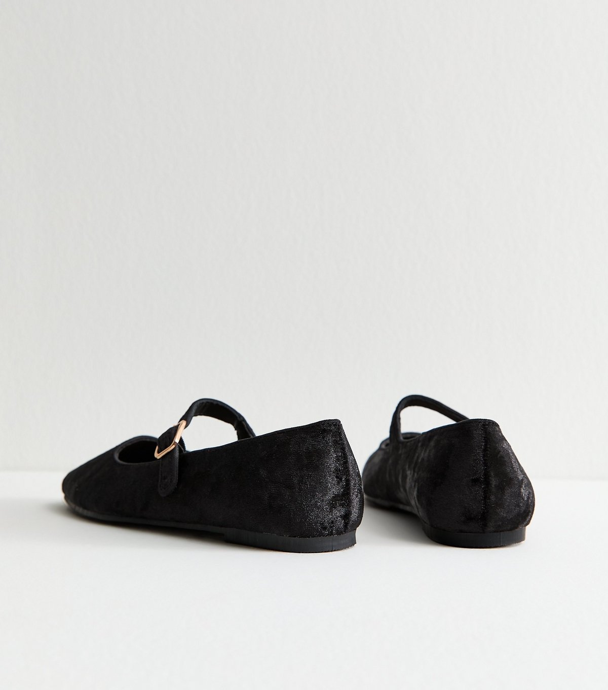 New Look Women's Black Velvet Mary Jane Shoes Vegan New Look - 4