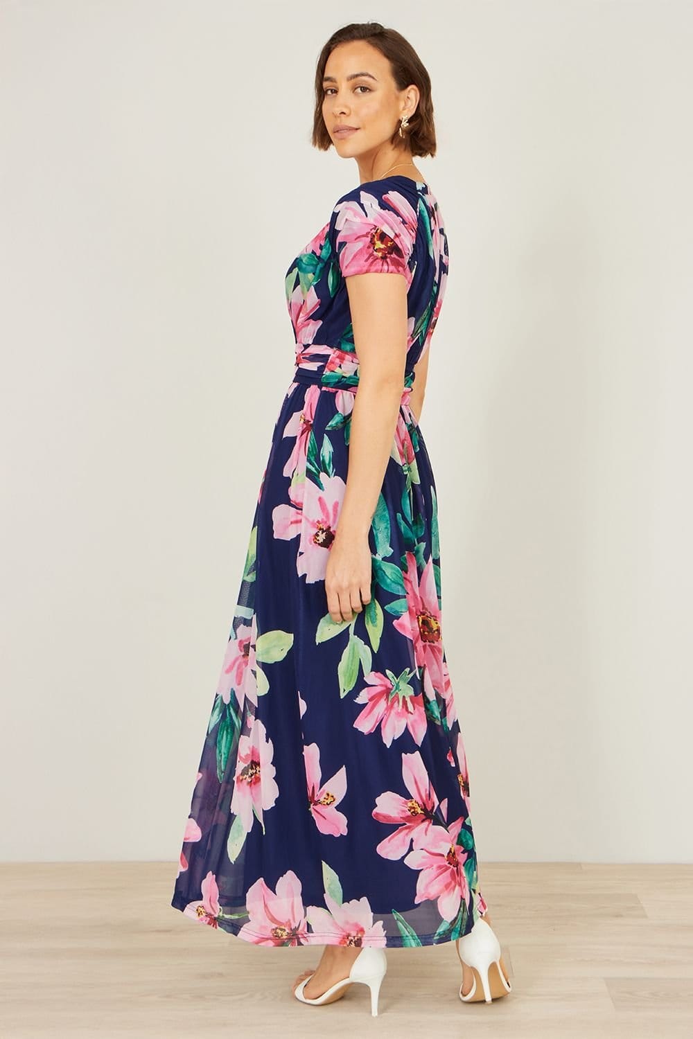 Yumi Yumi Women's Navy Mesh Floral Maxi Dress - 4
