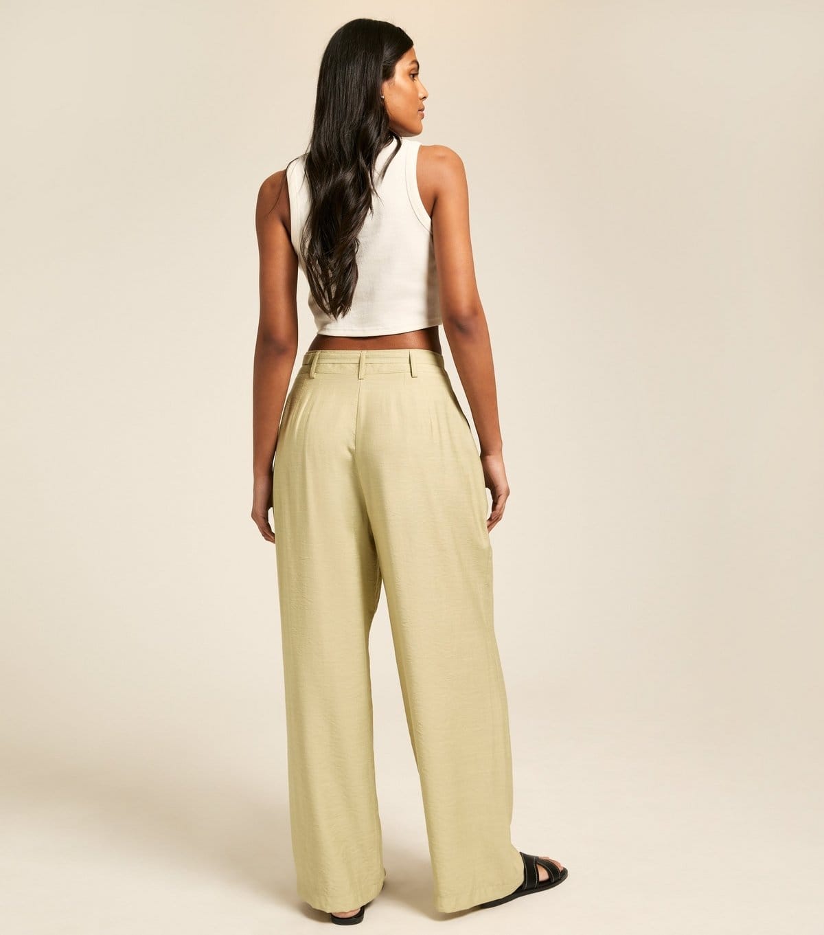 New Look Women's Light Khaki Wide Leg Pleated Trousers New Look - 4
