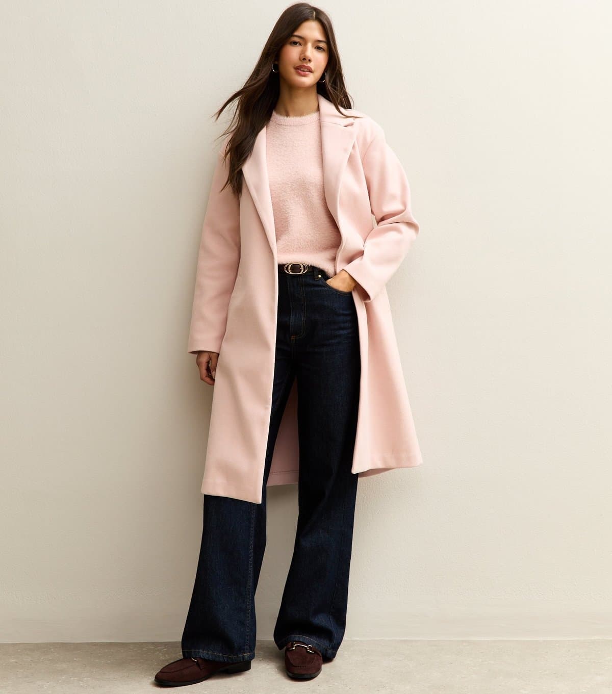 New Look Women's Pink Open Front Longline Coat New Look