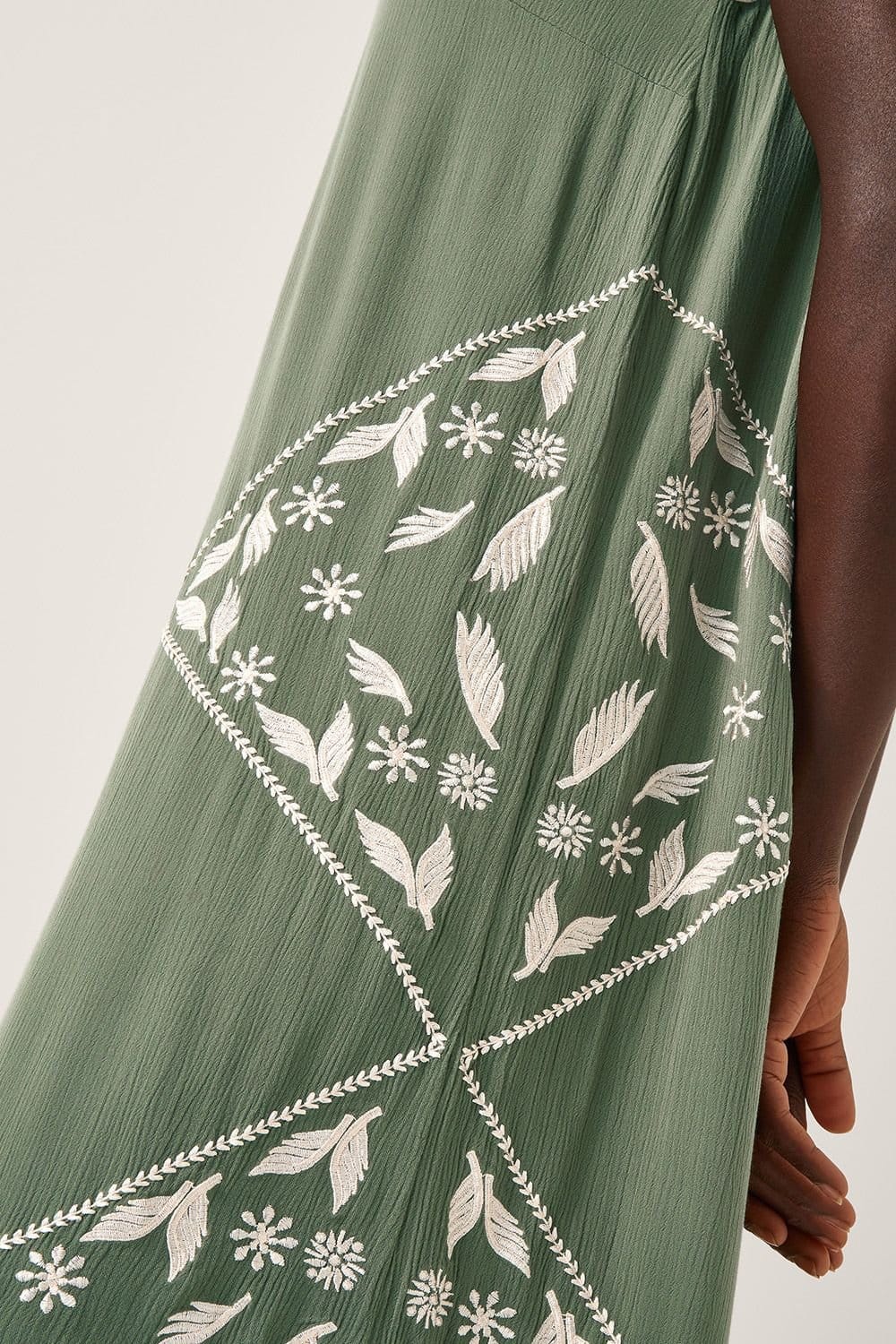 Monsoon Monsoon Women's Rhea Embroidered Culotte Romper Green - 4
