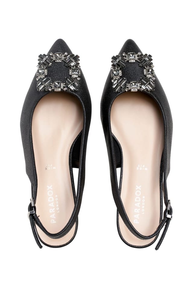 Paradox London Paradox London Women's 'Fortune' Wide Fit Low Heel Sling Backs in Black - 3