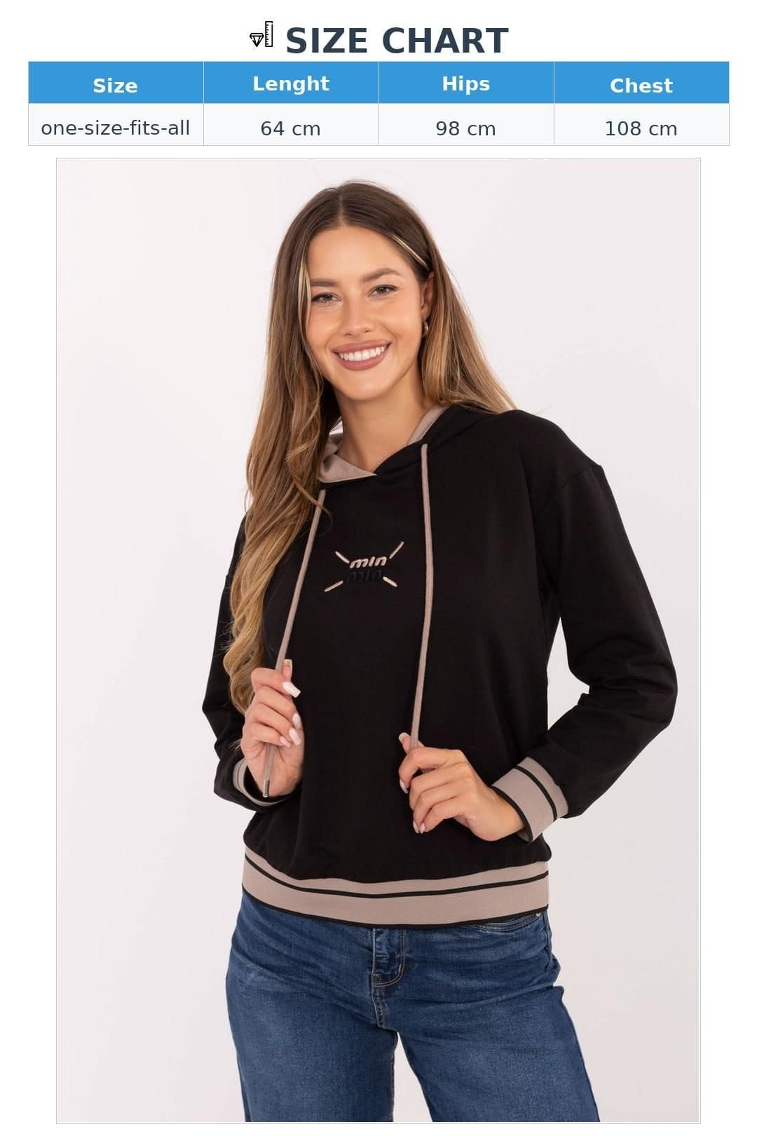 Love Lace Love Lace Women's Cotton Elastane Hooded Sweatshirt with Embroidery in Black - 4