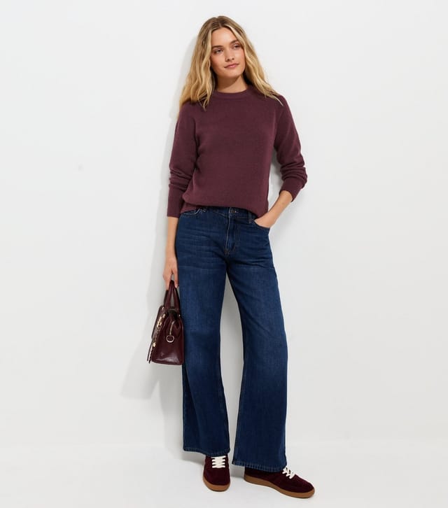 New Look Women's Dark Burgundy Knitted Crew Neck Jumper New Look - 2
