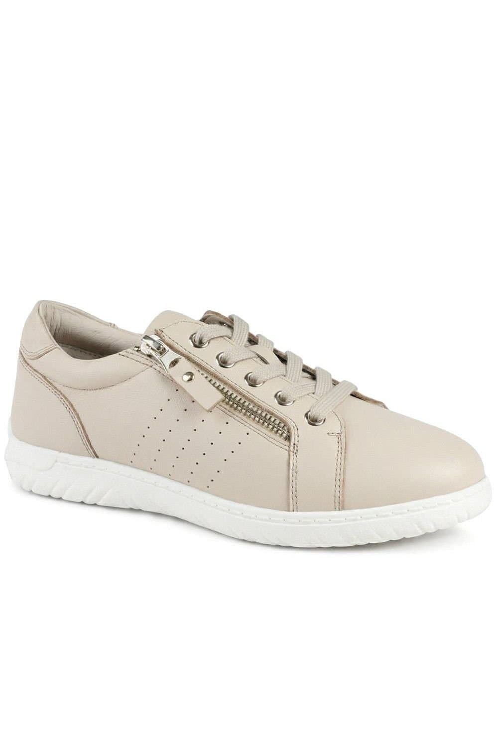 Jones Bootmaker Jones Bootmaker Women's Buttercup Leather Zip & Lace Trainers in Stone