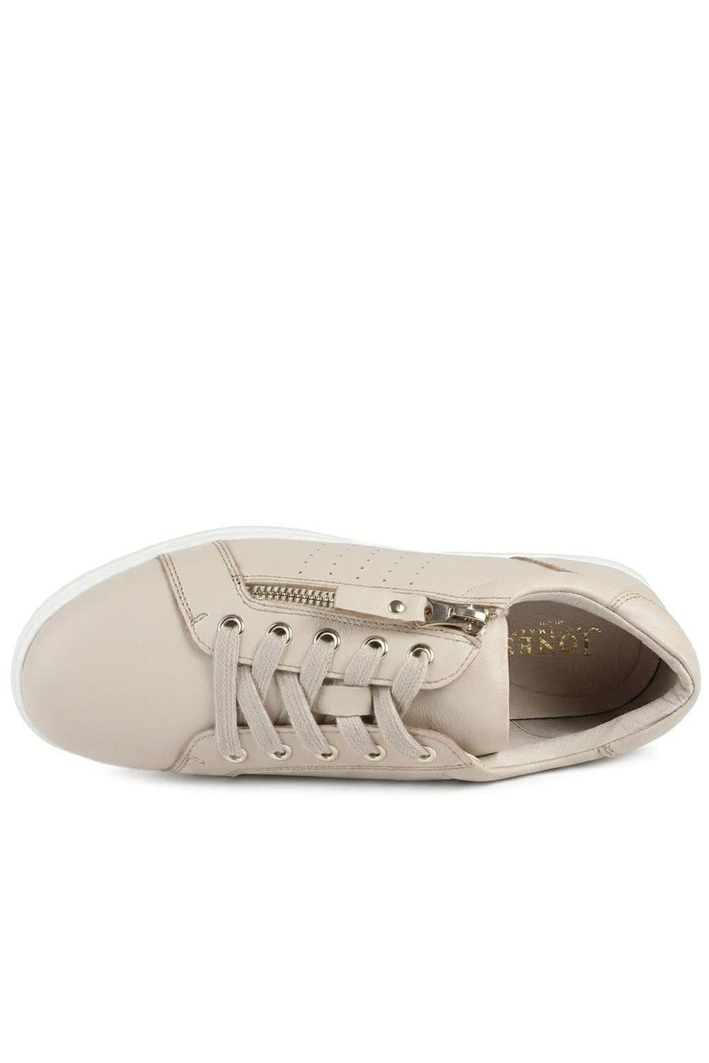 Jones Bootmaker Jones Bootmaker Women's Buttercup Leather Zip & Lace Trainers in Stone - 4
