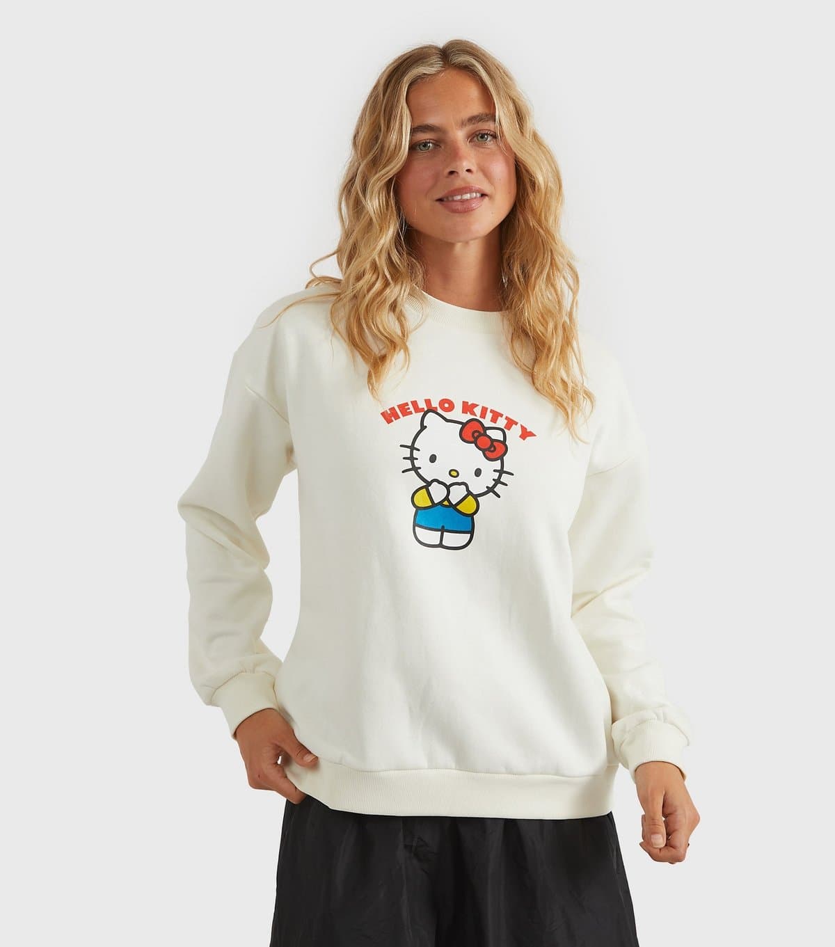 Custard Women's Clothing White Hello Kitty Print Sweatshirt Custard New Look