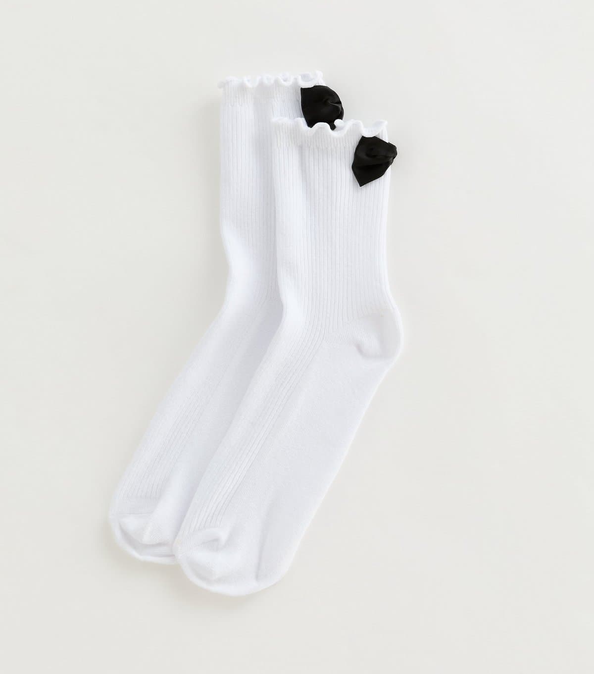 New Look New Look White Tuxedo Bow Socks