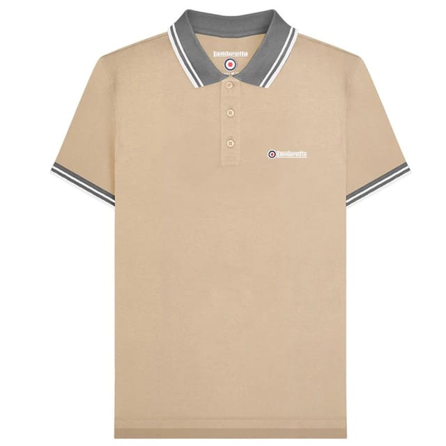 Lambretta Lambretta Men's Contrast Tipped Polo Shirt in Stone - 2
