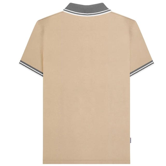 Lambretta Lambretta Men's Contrast Tipped Polo Shirt in Stone - 3