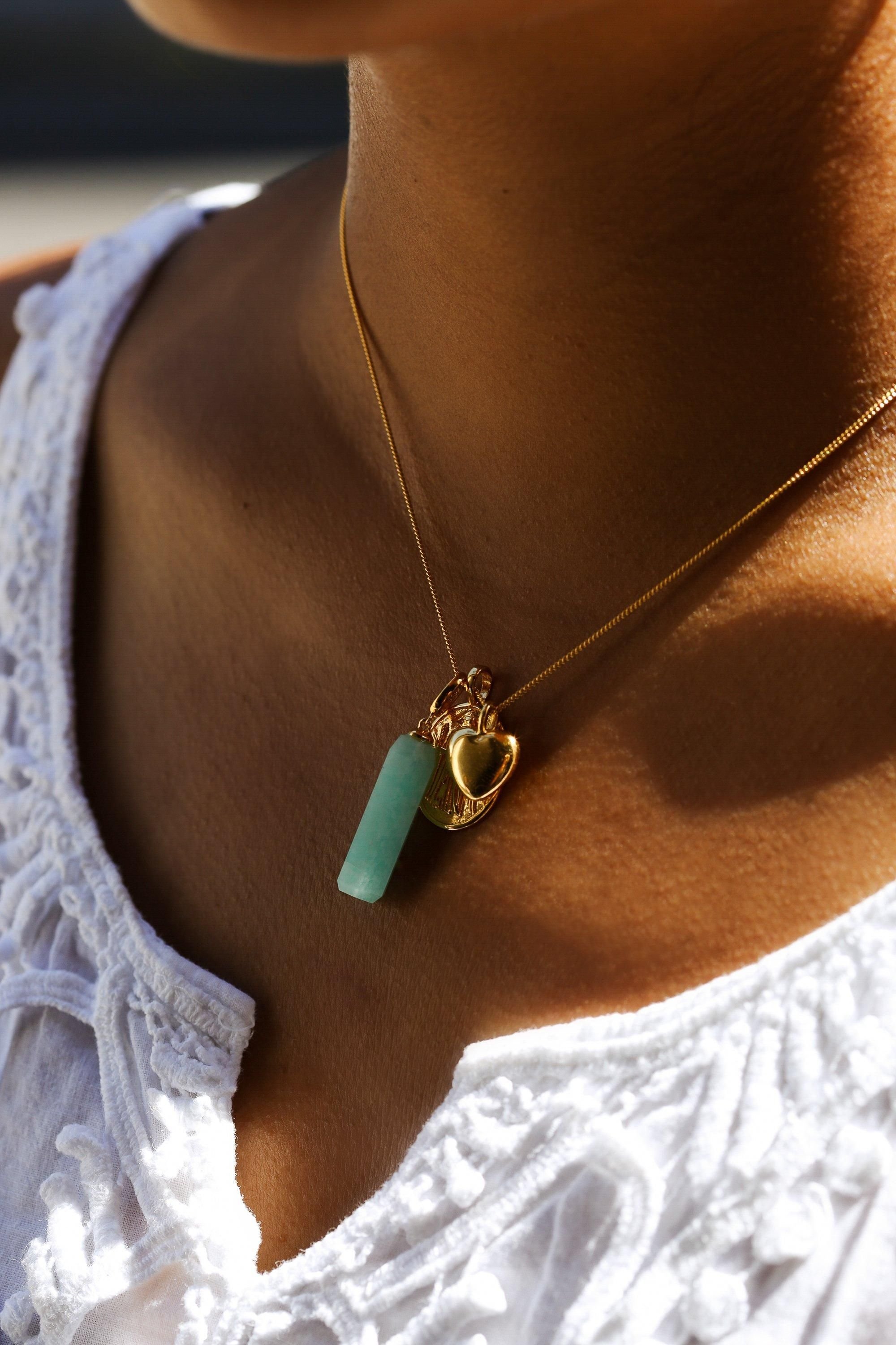 The Fine Collective The Fine Collective Women's 18K Gold Plated Amazonite Charm Necklace - 2