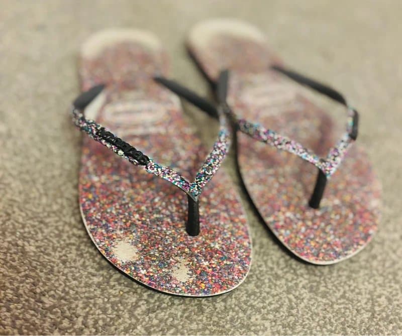 Havaianas Havaianas black glitter flip flops sandals party beach holiday 5-6 37-38 same day post