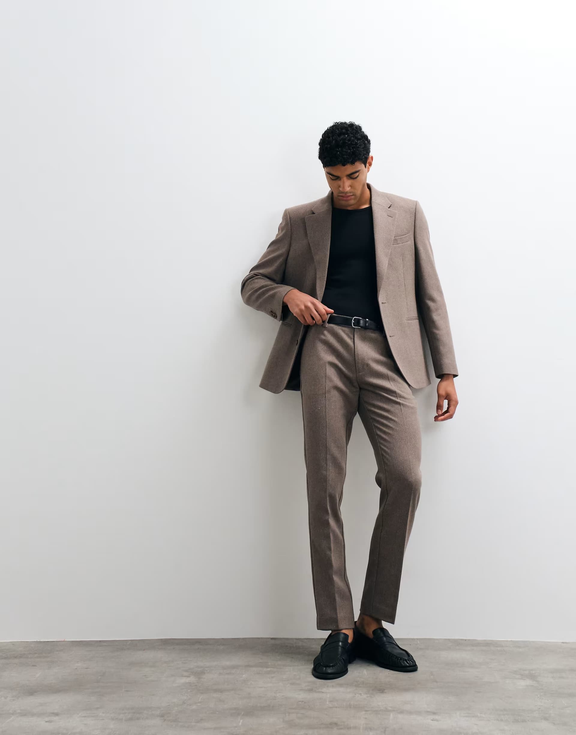 ASOS ASOS DESIGN slim suit trousers in brown wool mix