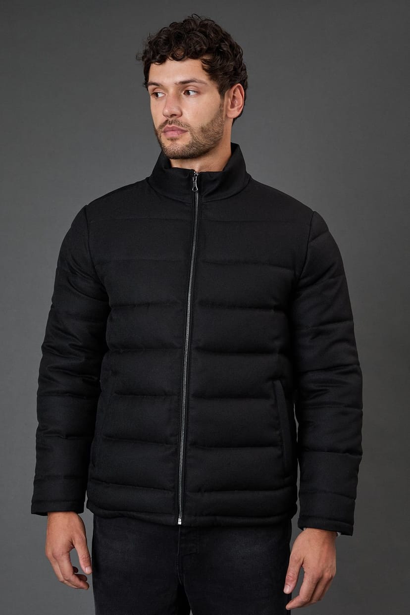 Burton Burton Men's Black Wool Look Quilted Jacket - 1