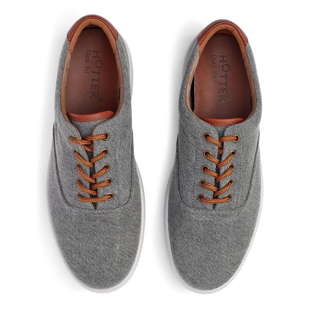 Hotter Hotter Men's 'Rowan' Dual-Fit Canvas Shoes in Charcoal - 3