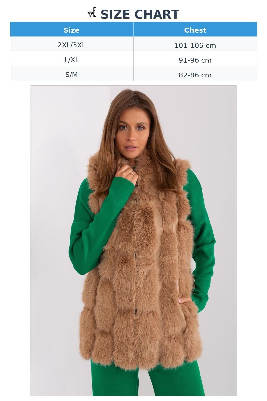 Love Lace Love Lace Women's Hooded Faux Fur Zip Vest with Pockets in Brown - 4