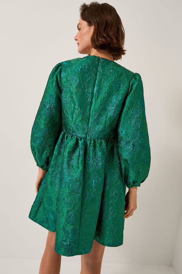 Monsoon Monsoon Women's Jolene Floral Jacquard Mini Dress Green - 2