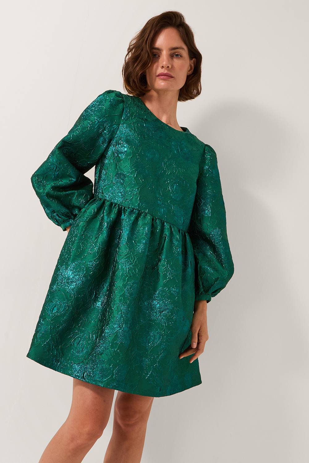 Monsoon Monsoon Women's Jolene Floral Jacquard Mini Dress Green - 4