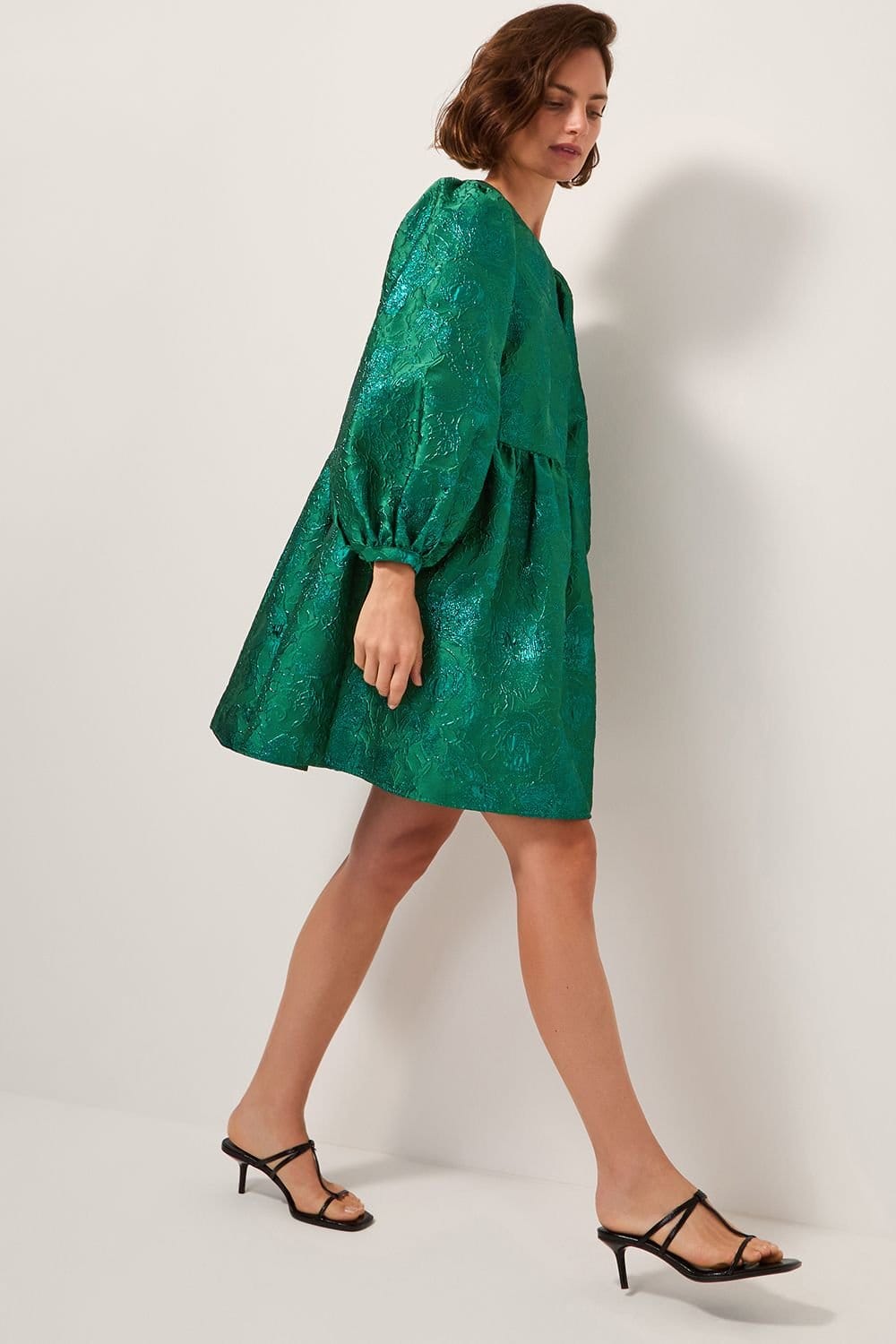 Monsoon Monsoon Women's Jolene Floral Jacquard Mini Dress Green - 4