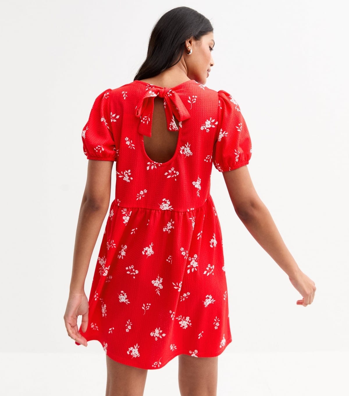 New Look Women's Red Floral Print Tie Back Mini Dress New Look - 4