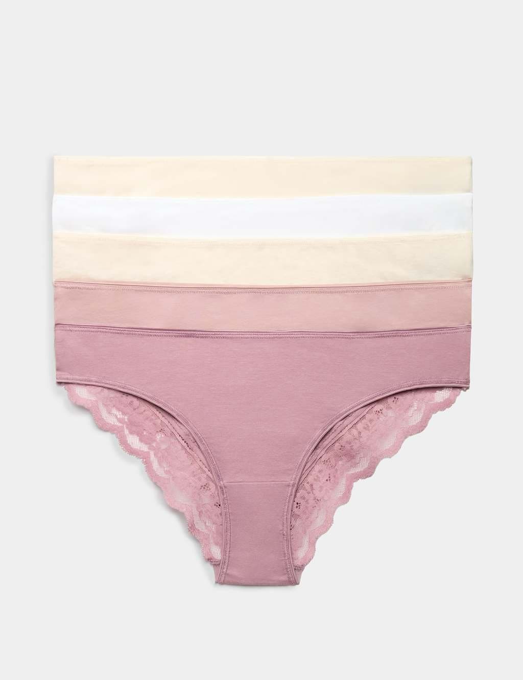 Marks & Spencer M&S 5pk Cotton Rich Printed Brazilian Knickers Dusky Pink