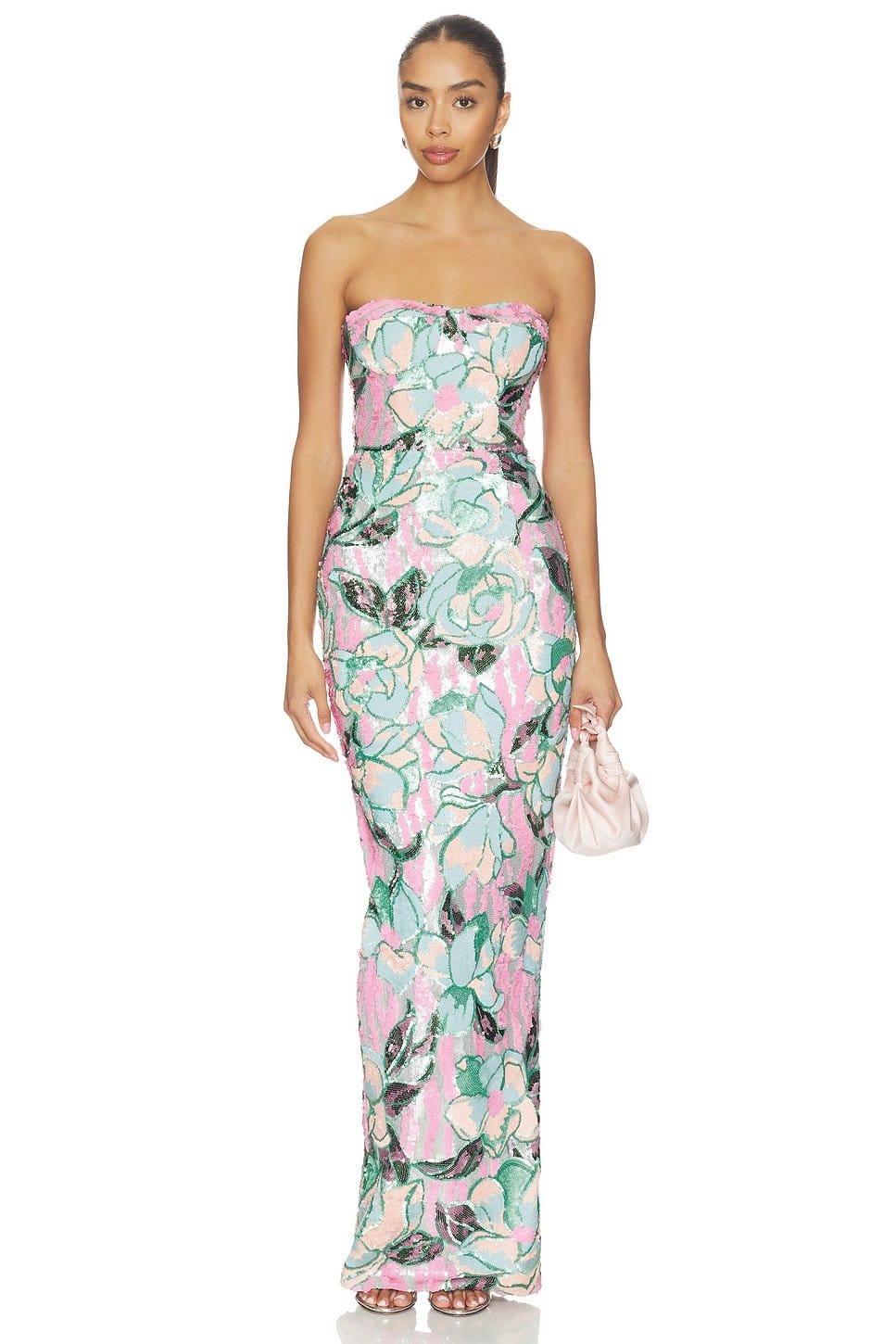 Revolve Multi Sequin Dahlia Strapless Maxi Dress