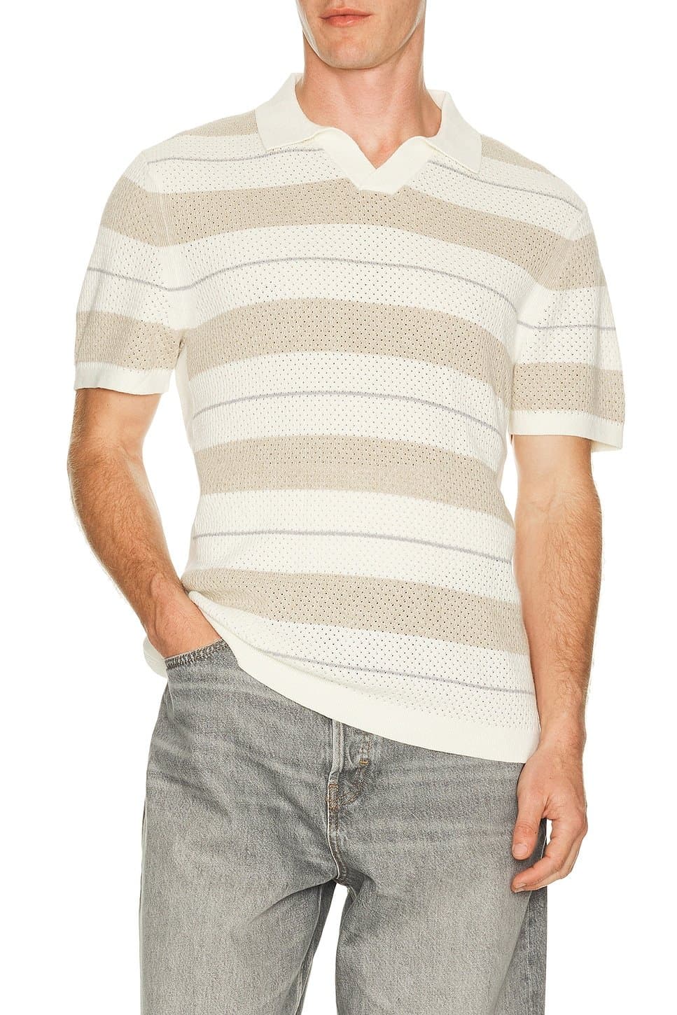 revolve Cotton Linen Stripe Victor Polo