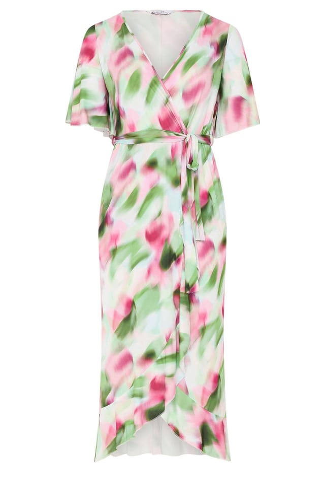 Yours Yours Women's Abstract Ruffle Hem Wrap Dress - 2