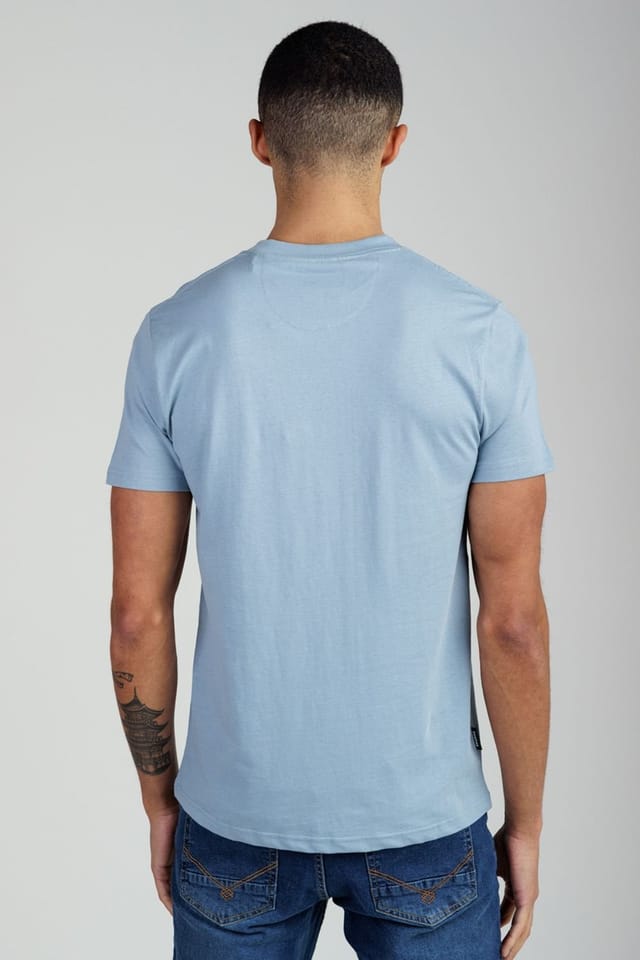 Firetrap Firetrap Men's Regular Fit Cotton Graphic Crew T-Shirt in Light Blue - 2