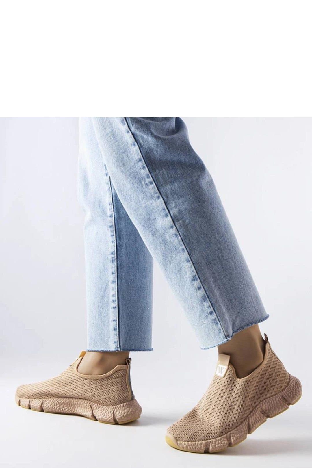 Love Lace Love Lace Women's Sport Slip On Sneakers Ventilated Fabric Round Toe Sole in Beige