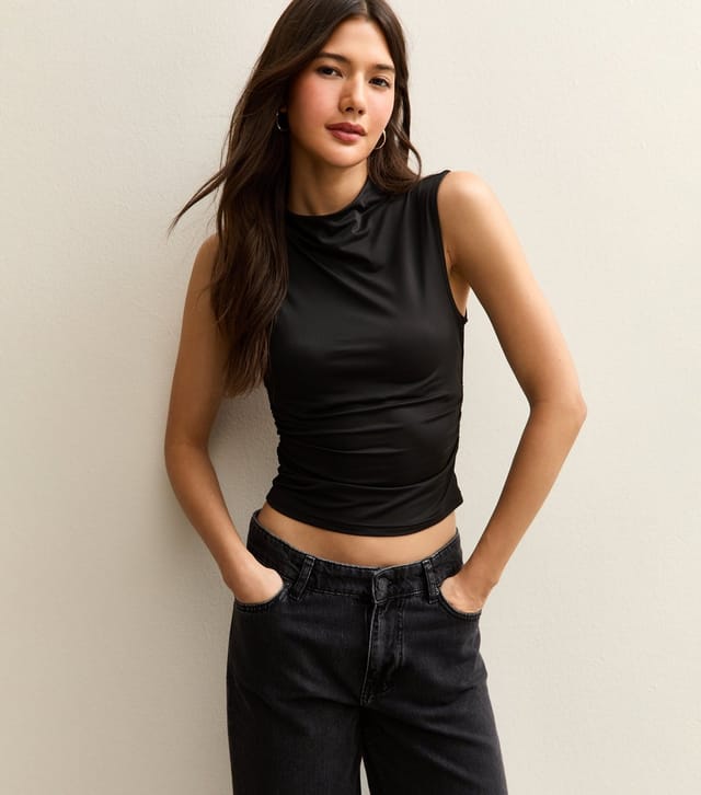 New Look Women's Black Jersey Grown On Neck Tank Top New Look - 2