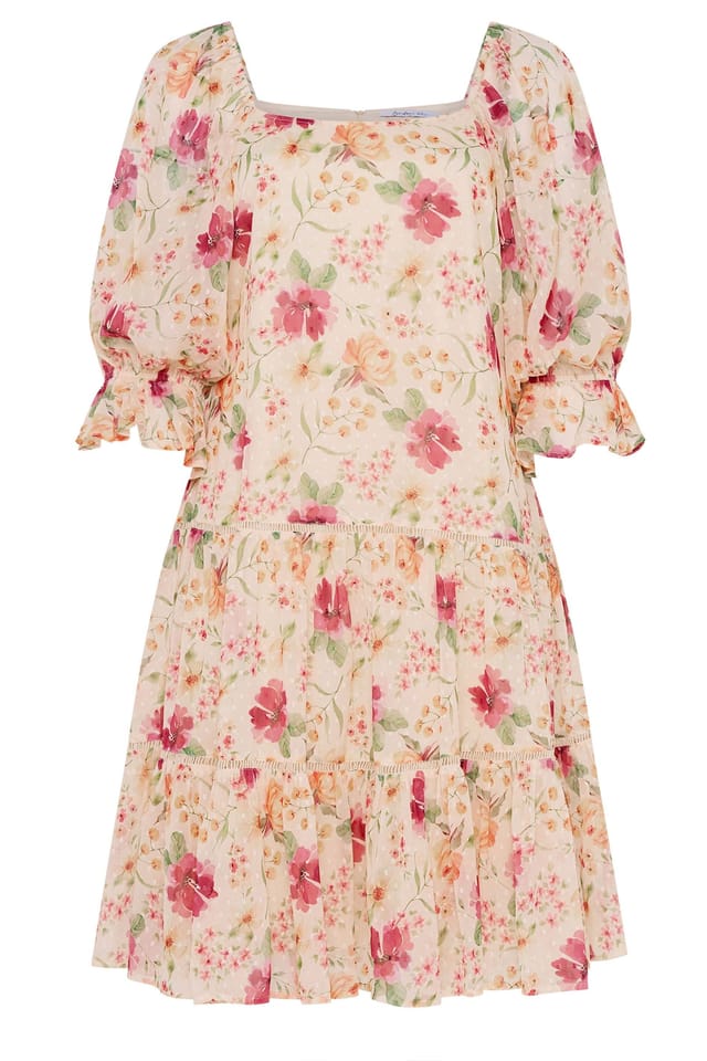 Yours Yours Women's Floral Midi Dress in Nude - 2
