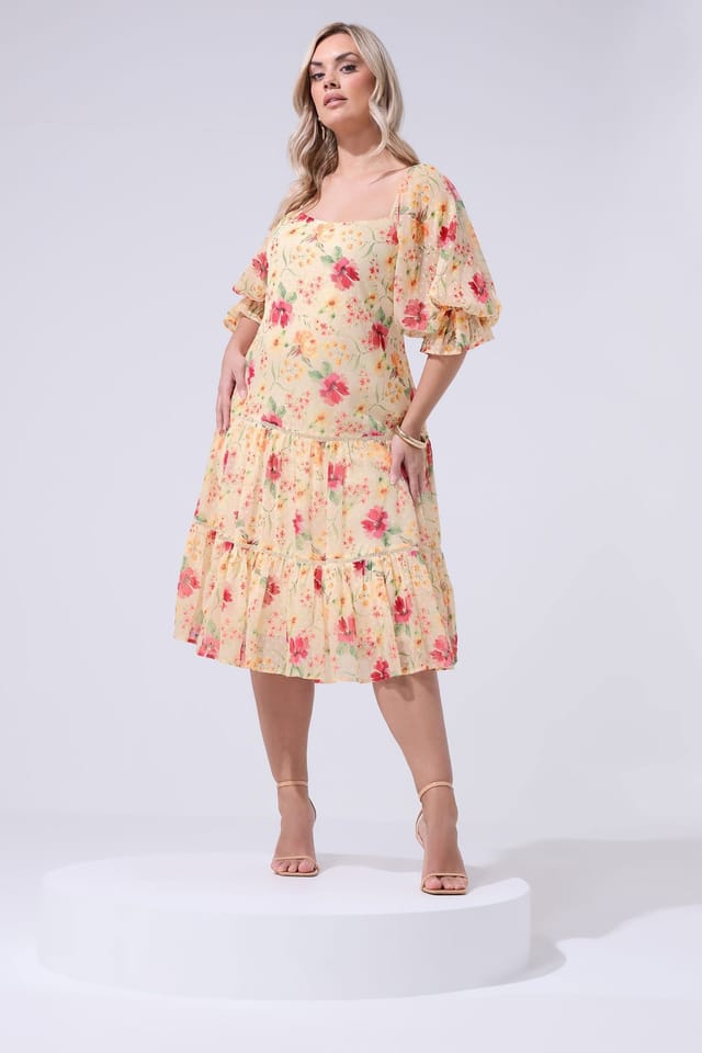 Yours Yours Women's Floral Midi Dress in Nude - 3
