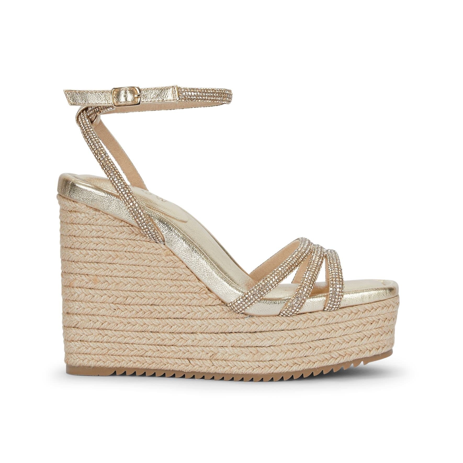 MALOW LONDON MALOW LONDON Gold PU Wedge Sandals with Crystals
