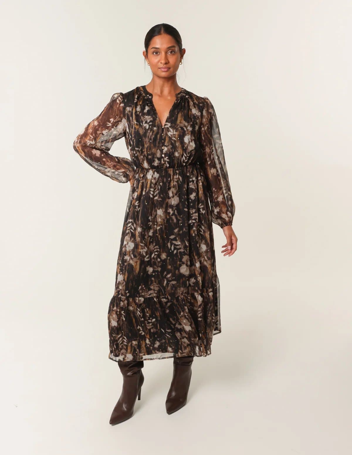 Blue Vanilla Button Front Midi Dress