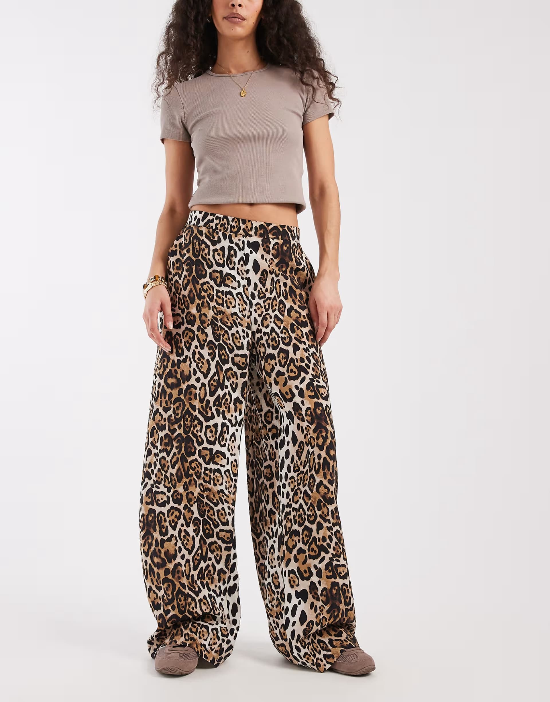 ASOS Vero Moda high waist wide leg trouser in leopard print