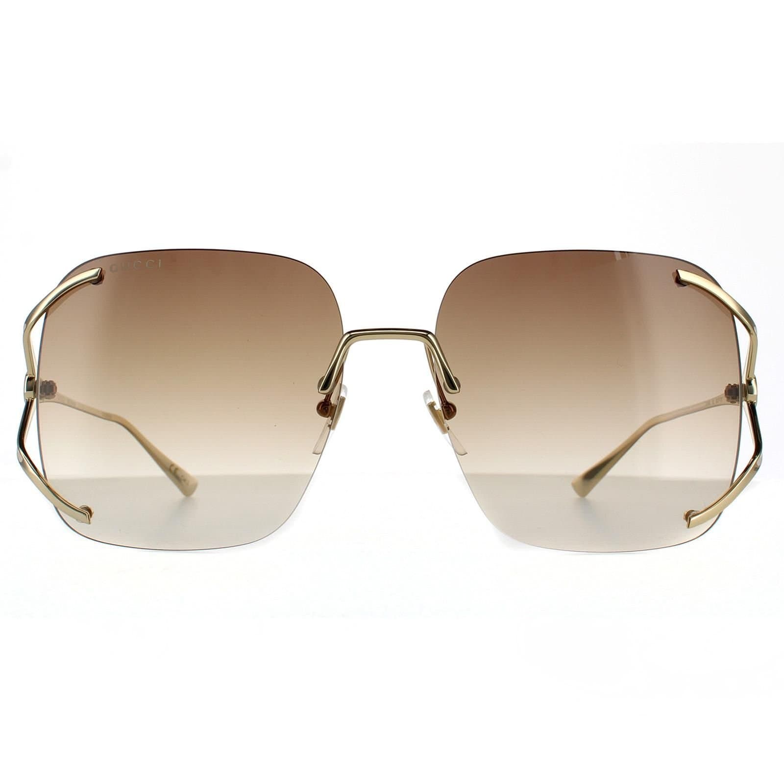 Gucci Gucci Women's Square Gold Brown Gradient Sunglasses